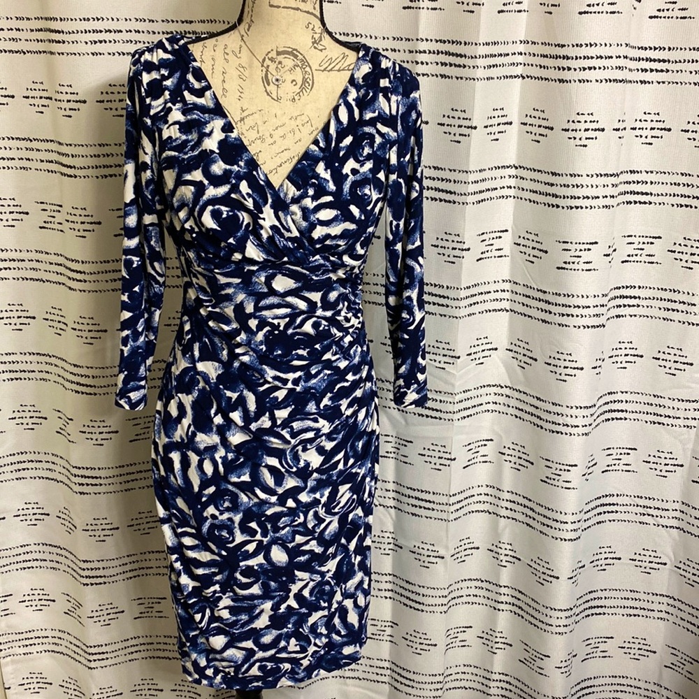 NWOT Lauren Ralph Lauren 3/4 Sleeve Ruched Dress- Size 8